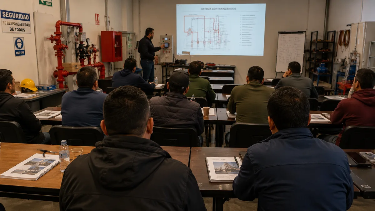 Sesión de formación técnica para adultos vista desde el fondo del aula